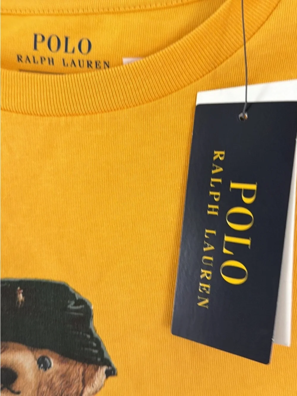 Ralph Lauren Mustard Yellow Bear Graphic Tee